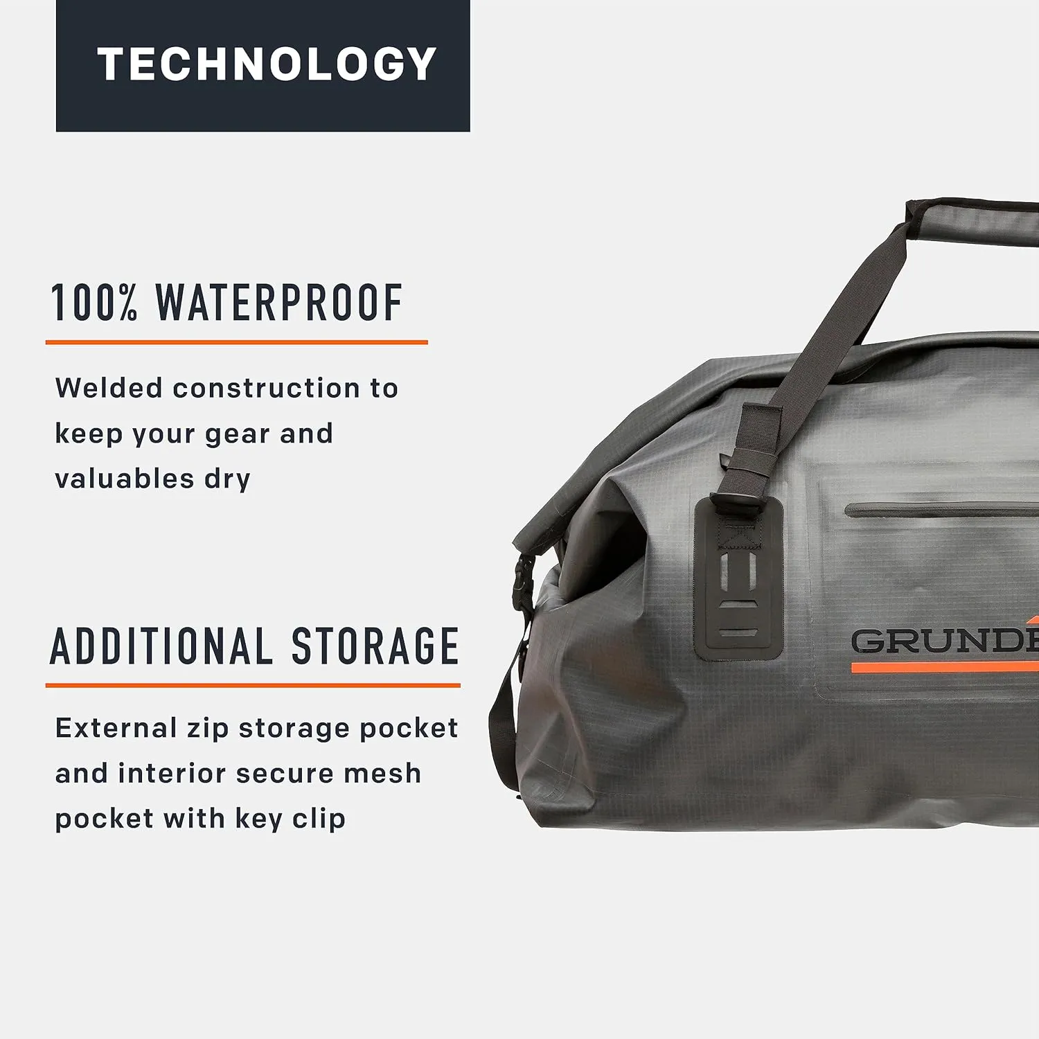 Grundens Shackleton 2.0 Duffel 105L - Waterproof, Welded Construction, Roll Top Closure, and External Secure Zipper Storage for Fishing and Outdoor Use, Anchor