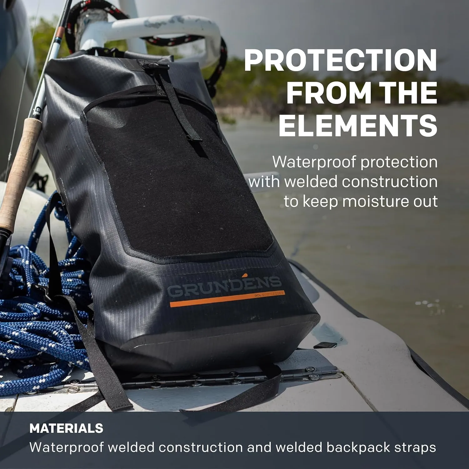 Grundéns Bootlegger Roll Top Backpack | Waterproof, 30L, Black