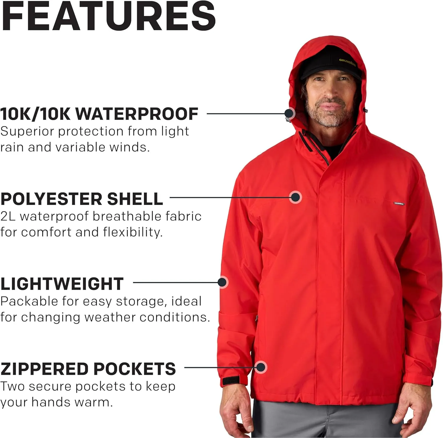 Grundéns Cutter Jacket – Waterproof, Packable, Lightweight Rain and Wind Resistant Fishing Jacket for Men