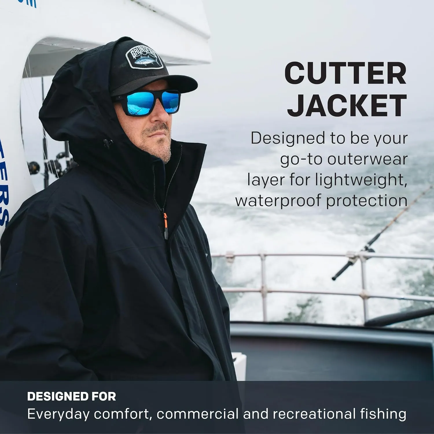 Grundéns Cutter Jacket – Waterproof, Packable, Lightweight Rain and Wind Resistant Fishing Jacket for Men