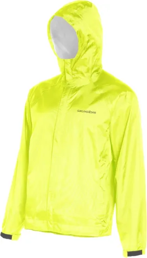Grundéns Men’s Weather Watch Sport Fishing Jacket - Waterproof, Heavy Duty Rain Gear, Breathable, Packable Raincoat With Hood, Hi-Vis Yellow, Large