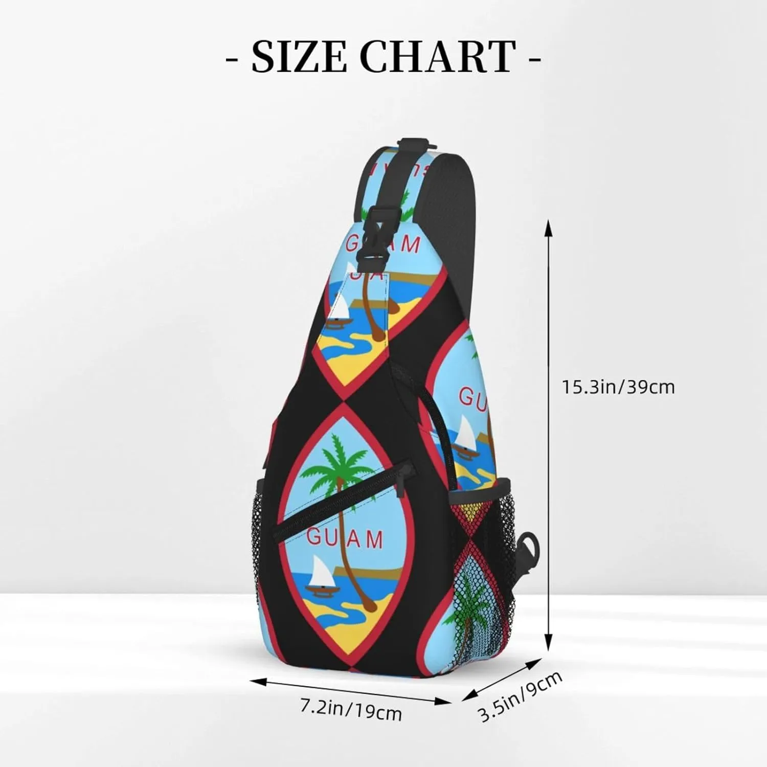Guam Island Flag Chest Sling Bag Crossbody Shoulder Backpack Bag Gym Cycling Travel Hiking Daypack Cross Bag