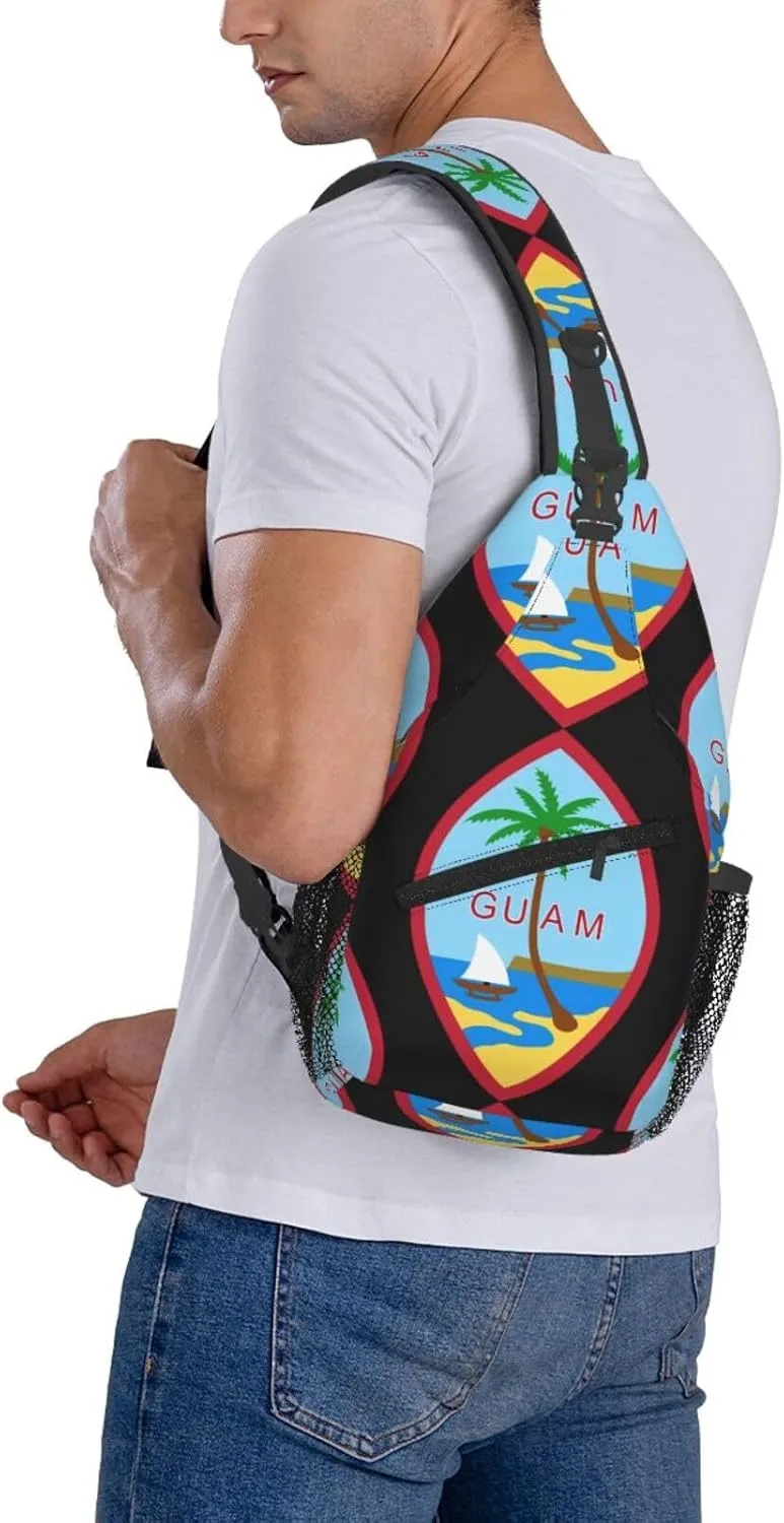 Guam Island Flag Chest Sling Bag Crossbody Shoulder Backpack Bag Gym Cycling Travel Hiking Daypack Cross Bag