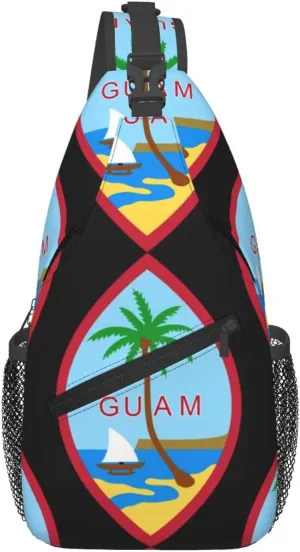 Guam Island Flag Chest Sling Bag Crossbody Shoulder Backpack Bag Gym Cycling Travel Hiking Daypack Cross Bag