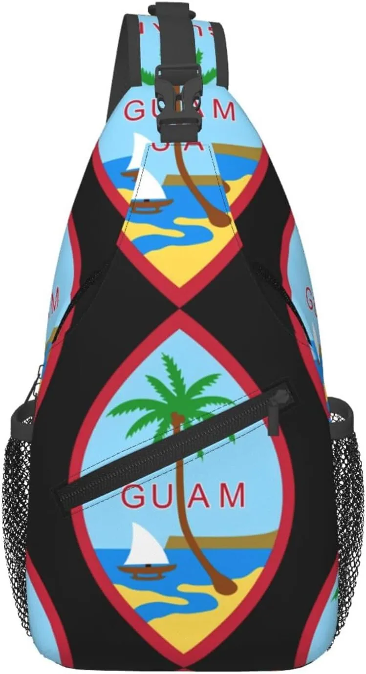 Guam Island Flag Chest Sling Bag Crossbody Shoulder Backpack Bag Gym Cycling Travel Hiking Daypack Cross Bag
