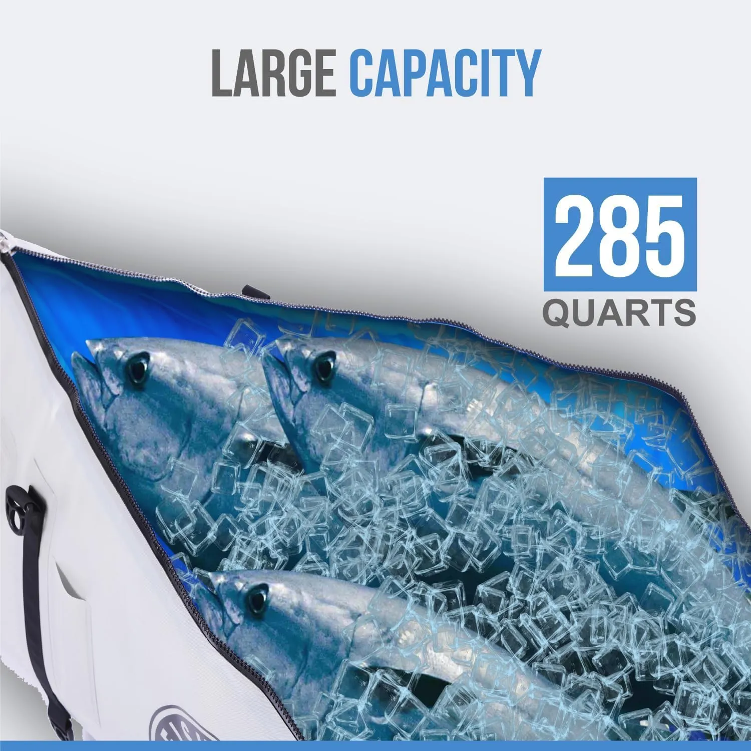 Gusseted Insulated Fish Cooler - Zipper Waterproof Nylon Bag - Portable and Leakproof With Heavy Duty Handles for Travel, Outdoor, Fishing