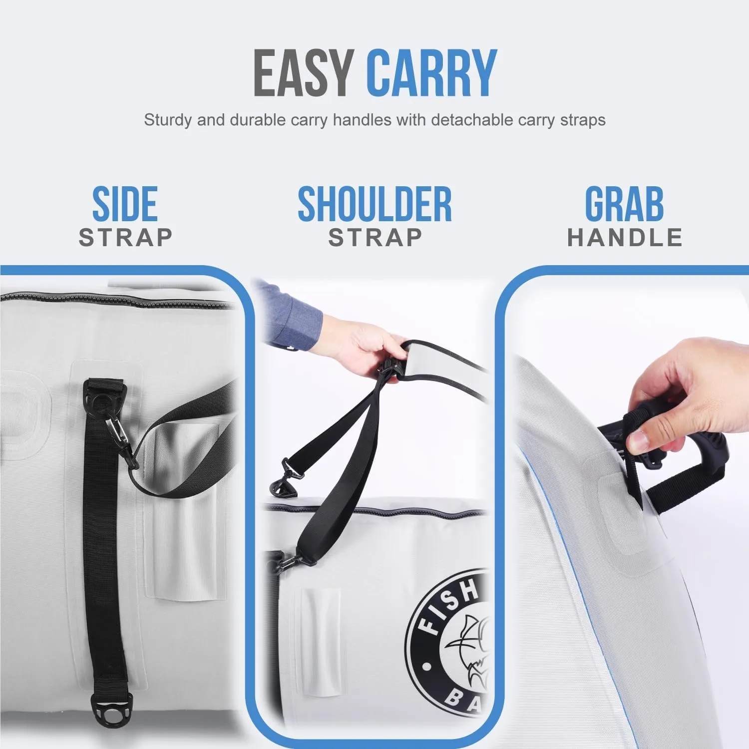 Gusseted Insulated Fish Cooler - Zipper Waterproof Nylon Bag - Portable and Leakproof With Heavy Duty Handles for Travel, Outdoor, Fishing