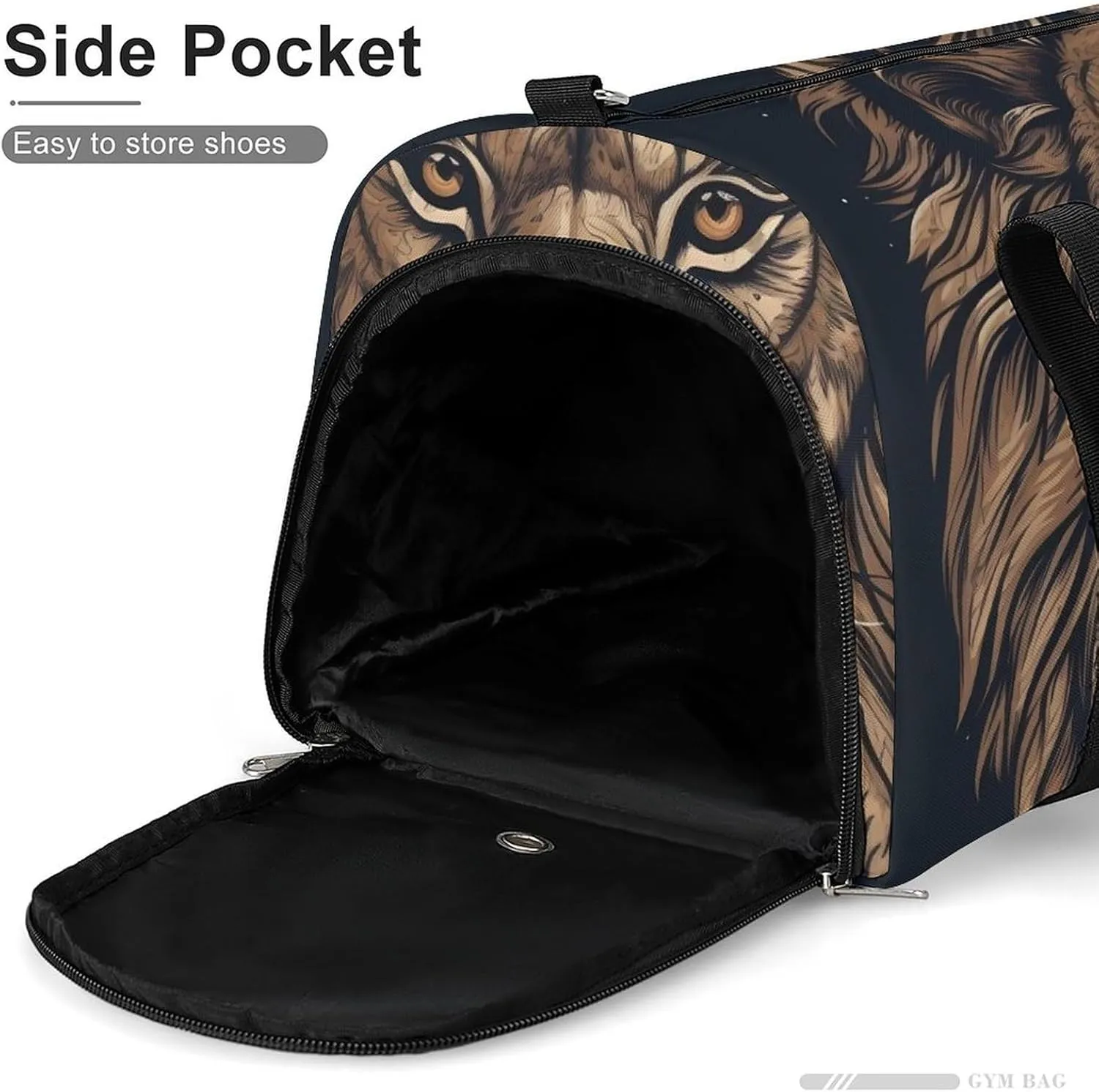 Gym Bag Cartoon Lion Duffel Bag for Men Women Travel Overnight Bag with Shoe Compartment Workout Bags