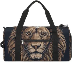 Gym Bag Cartoon Lion Duffel Bag for Men Women Travel Overnight Bag with Shoe Compartment Workout Bags