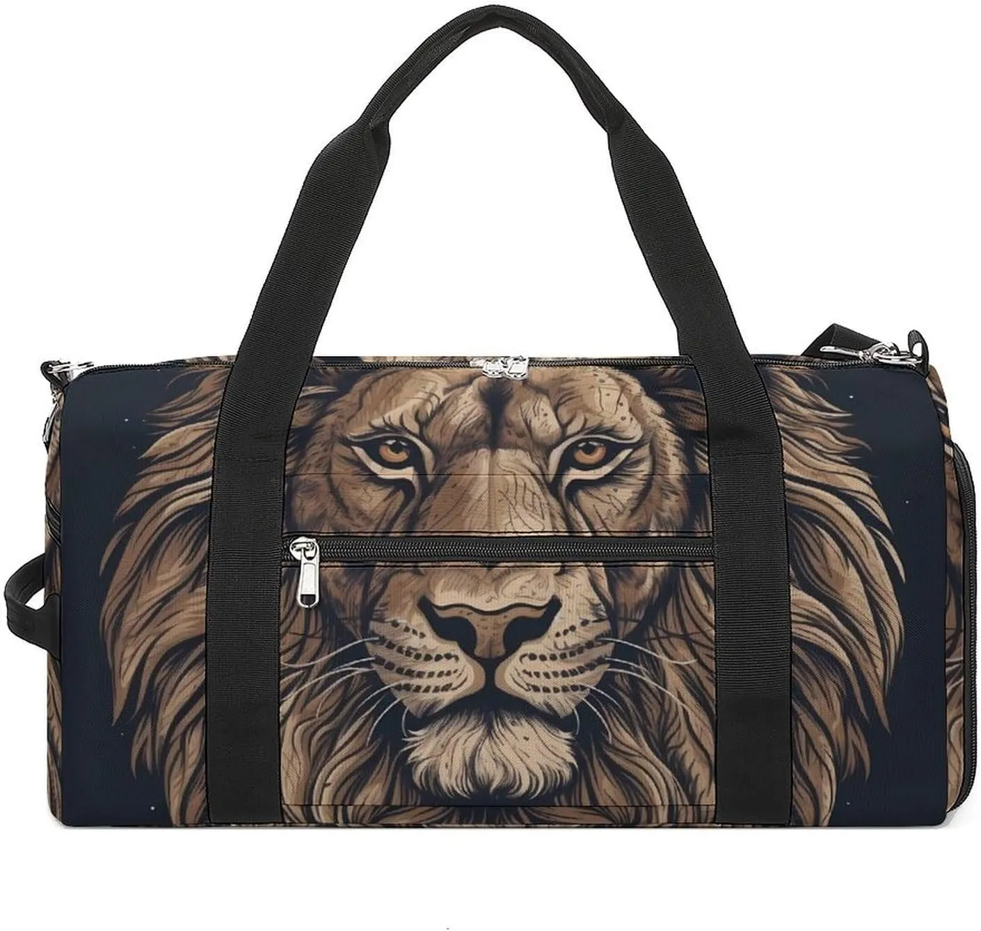 Gym Bag Cartoon Lion Duffel Bag for Men Women Travel Overnight Bag with Shoe Compartment Workout Bags