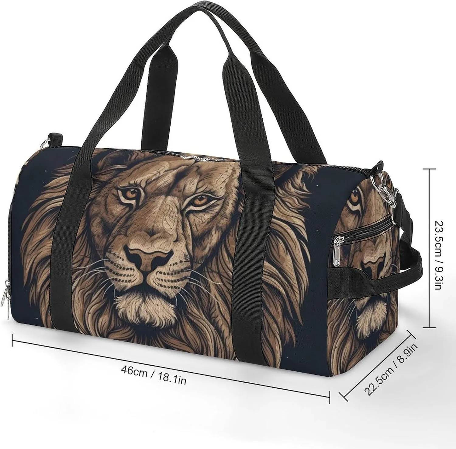 Gym Bag Cartoon Lion Duffel Bag for Men Women Travel Overnight Bag with Shoe Compartment Workout Bags
