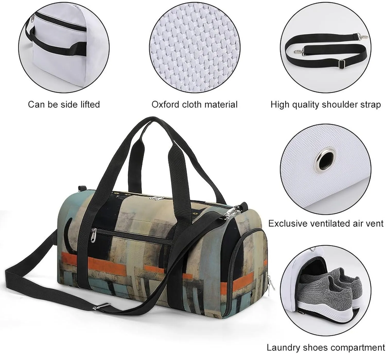 Gym Bag Cat And Chair Duffel Bag for Men Women Overnight Bag with Shoe Compartment Workout Bags