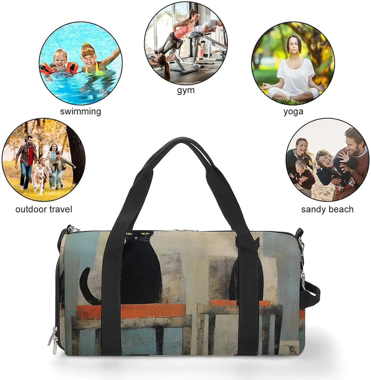 Gym Bag Cat And Chair Duffel Bag for Men Women Overnight Bag with Shoe Compartment Workout Bags