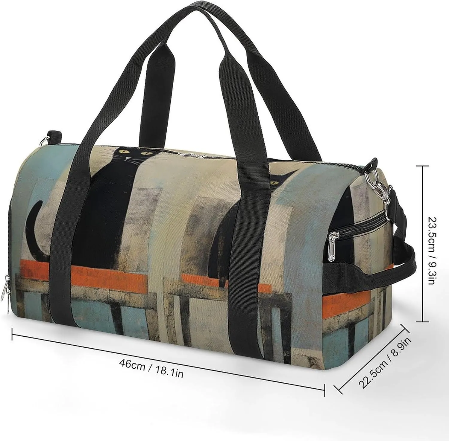 Gym Bag Cat And Chair Duffel Bag for Men Women Overnight Bag with Shoe Compartment Workout Bags