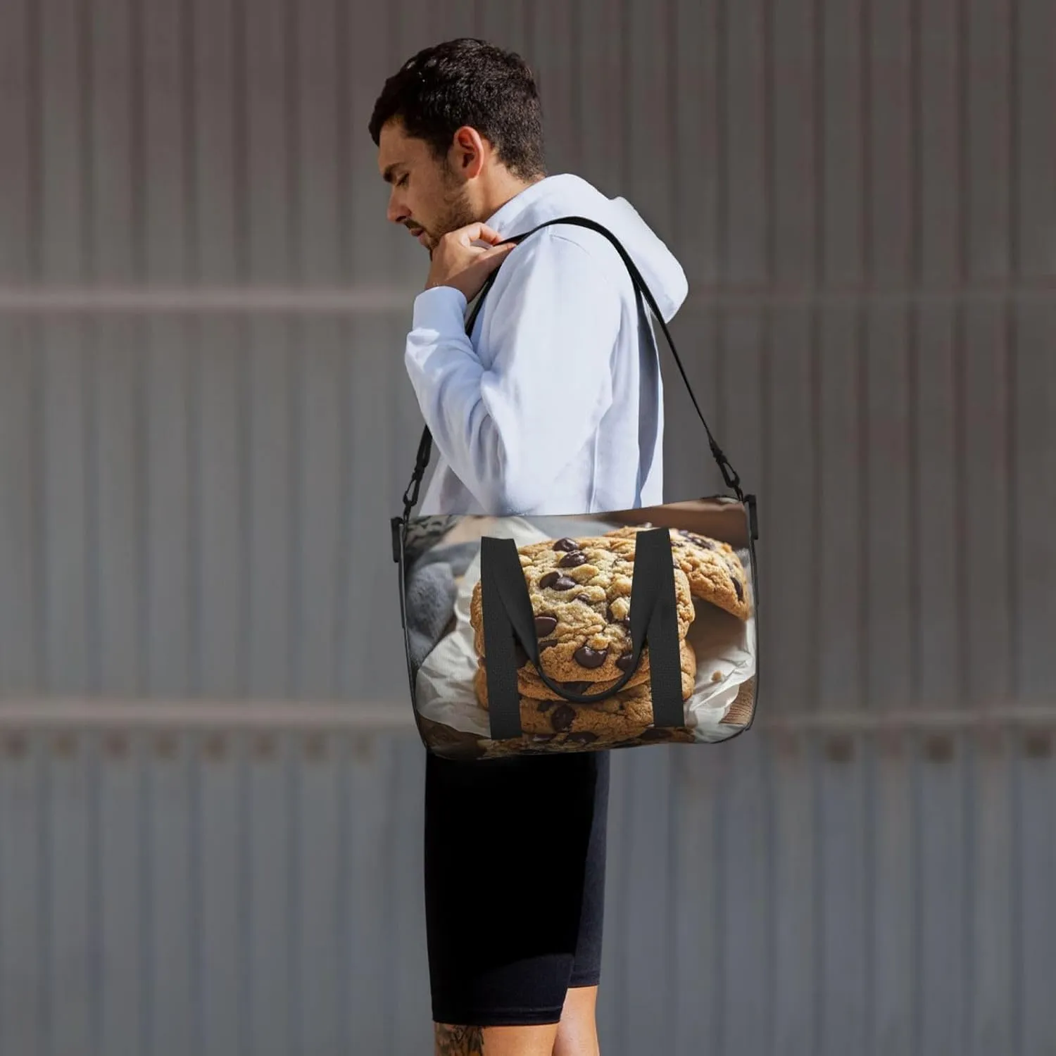 Gym Bag Chocolate Chip Cookies Duffel Bag for Men Women Travel Overnight Bag with Shoe Compartment Workout Bags