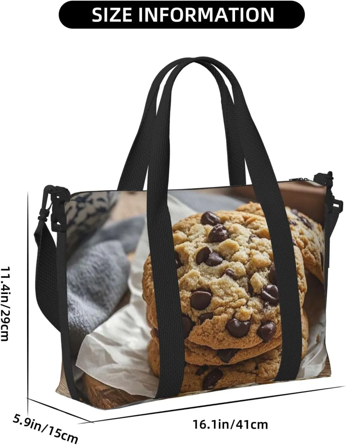Gym Bag Chocolate Chip Cookies Duffel Bag for Men Women Travel Overnight Bag with Shoe Compartment Workout Bags