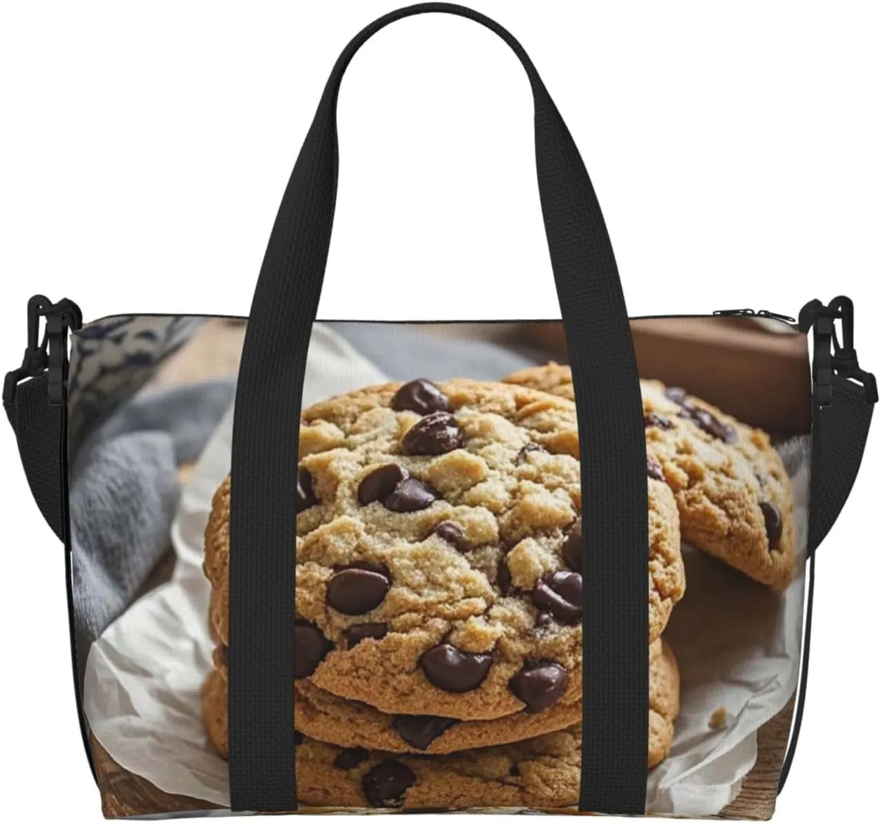 Gym Bag Chocolate Chip Cookies Duffel Bag for Men Women Travel Overnight Bag with Shoe Compartment Workout Bags