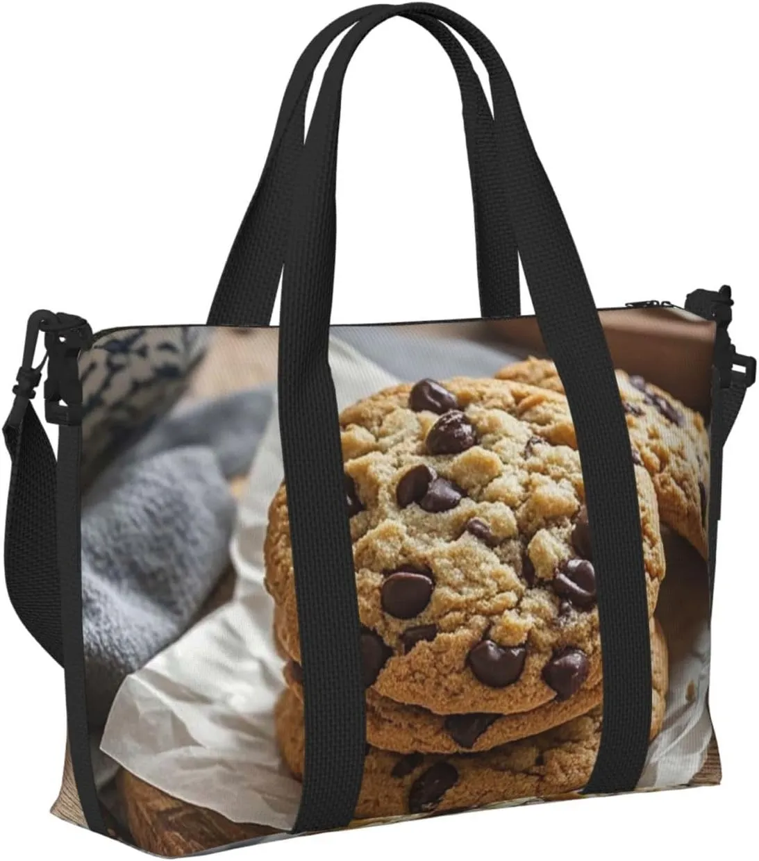 Gym Bag Chocolate Chip Cookies Duffel Bag for Men Women Travel Overnight Bag with Shoe Compartment Workout Bags