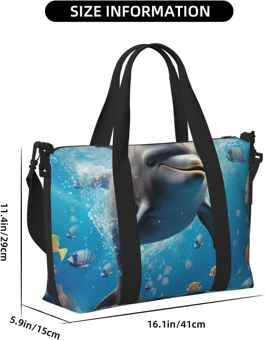Gym Bag Cute Dolphin Duffel Bag for Men Women Travel Overnight Bag with Shoe Compartment Workout Bags