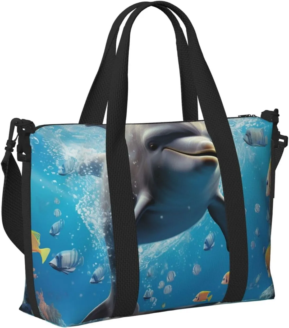 Gym Bag Cute Dolphin Duffel Bag for Men Women Travel Overnight Bag with Shoe Compartment Workout Bags