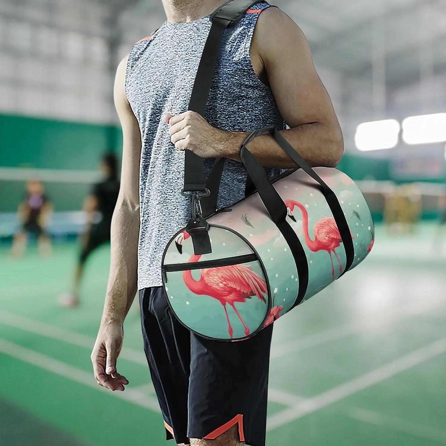 Gym Bag Flamingos Duffel Bag for Men Women Overnight Bag with Shoe Compartment Workout Bags