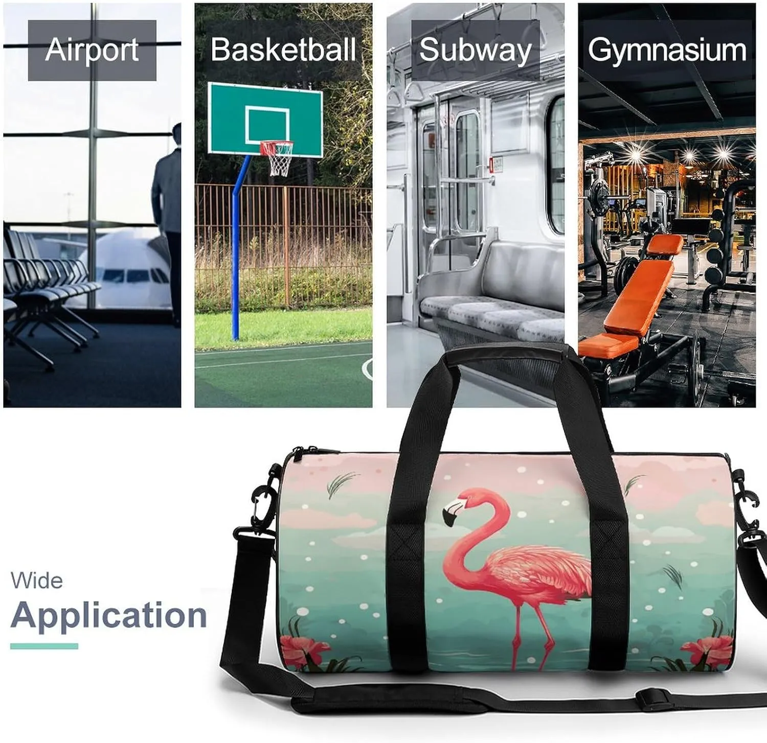 Gym Bag Flamingos Duffel Bag for Men Women Overnight Bag with Shoe Compartment Workout Bags
