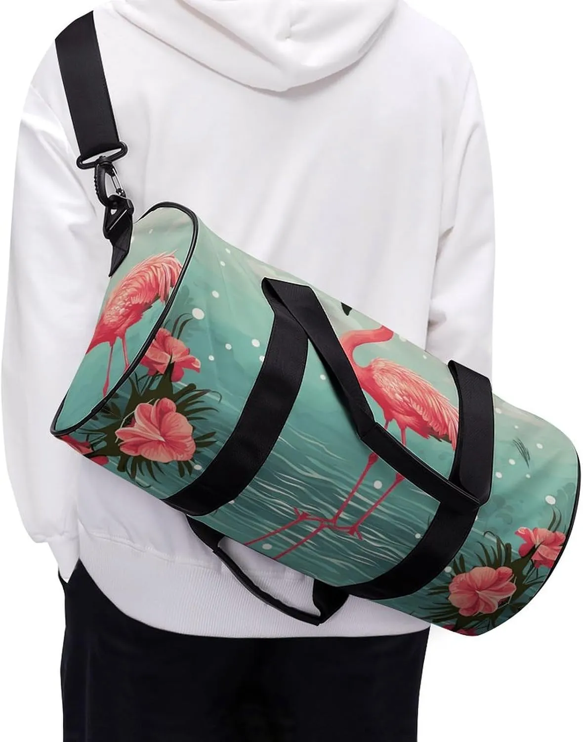 Gym Bag Flamingos Duffel Bag for Men Women Overnight Bag with Shoe Compartment Workout Bags