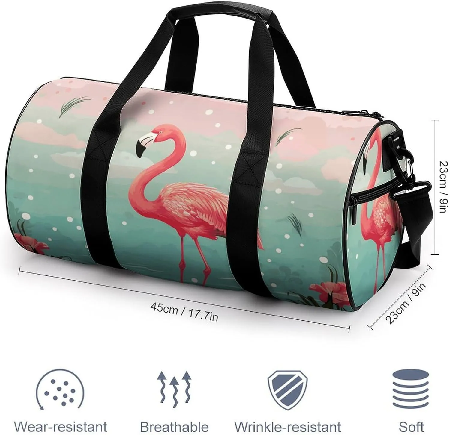 Gym Bag Flamingos Duffel Bag for Men Women Overnight Bag with Shoe Compartment Workout Bags