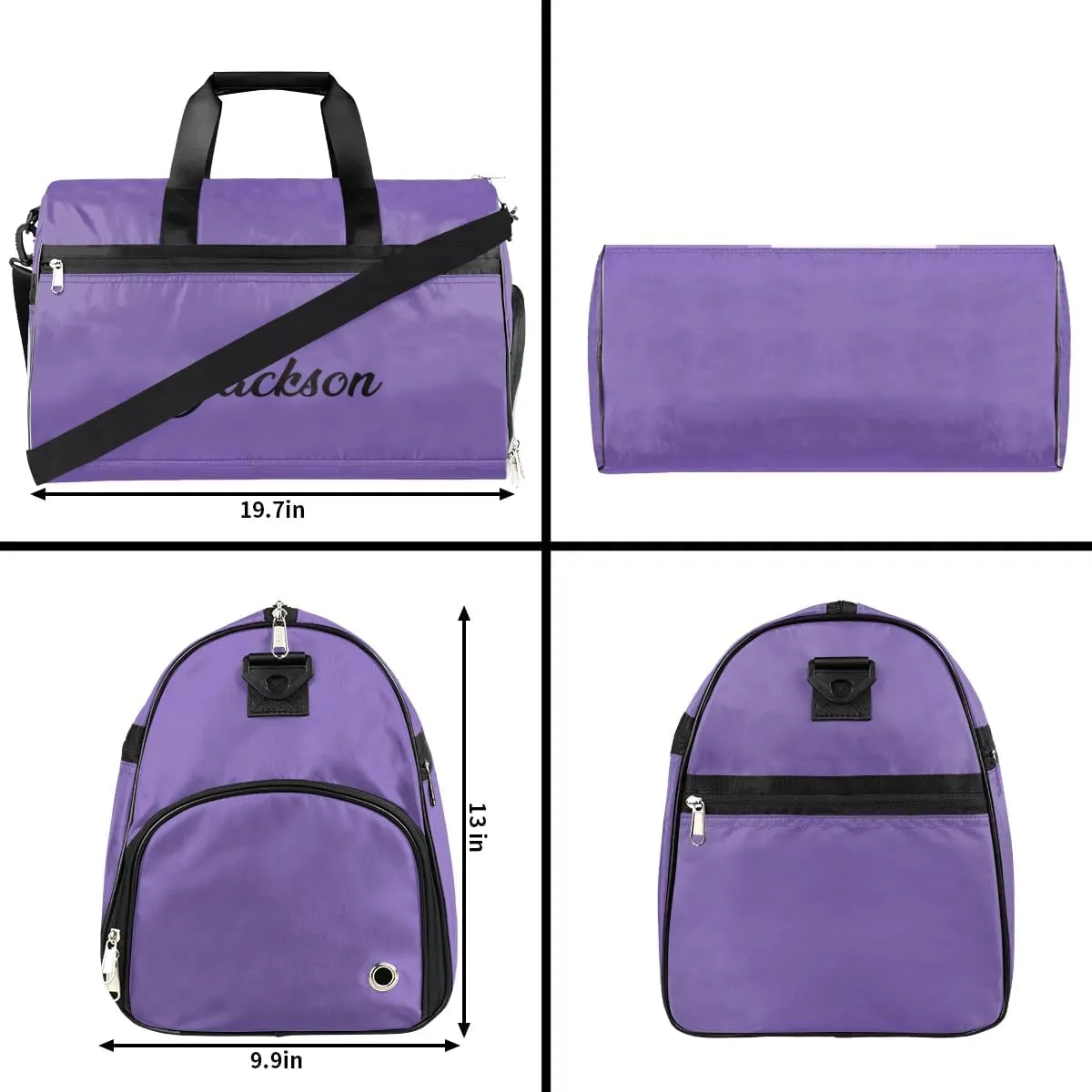 Gym-Bag for Women Purple Duffel-Bag Luggage Bag with-Shoe-Storage Large Weekender Carry on Bags Custom-Travel-Bag for Women