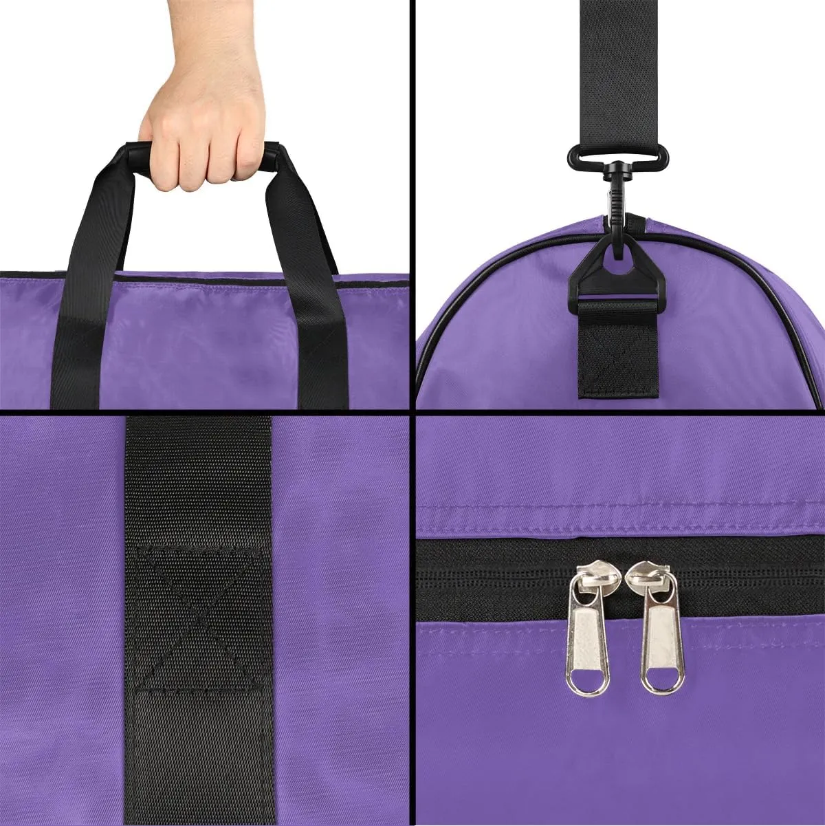 Gym-Bag for Women Purple Duffel-Bag Luggage Bag with-Shoe-Storage Large Weekender Carry on Bags Custom-Travel-Bag for Women