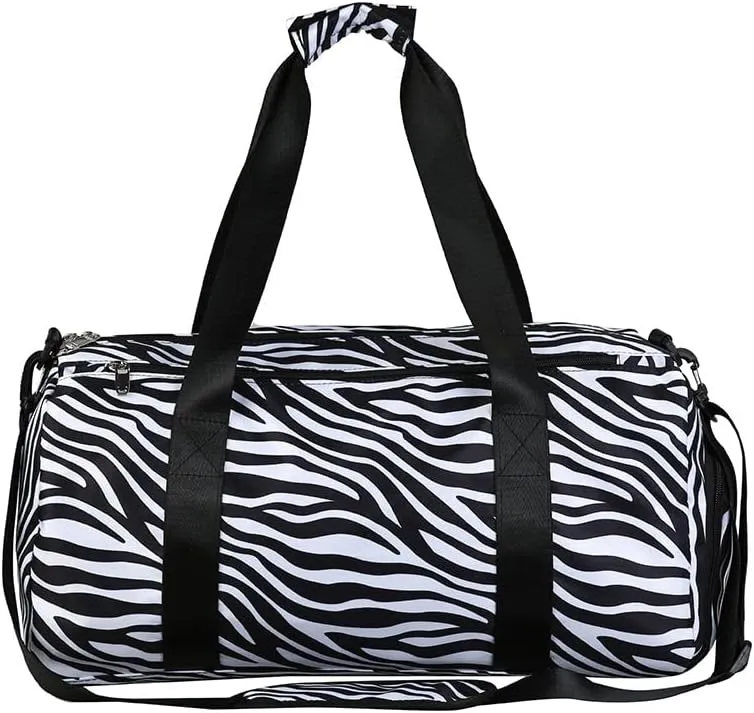 Gym Bag for Women Sports Duffel Bag Travel Overnight Bag Workout Tote Bag with Dry Wet Pocket & Shoes Compartment (Leopard), Zebra
