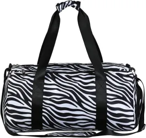 Gym Bag for Women Sports Duffel Bag Travel Overnight Bag Workout Tote Bag with Dry Wet Pocket & Shoes Compartment (Leopard), Zebra