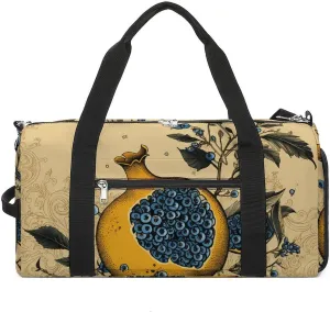 Gym Bag Indigo And Beige Duffel Bag for Men Women Overnight Bag with Shoe Compartment Workout Bags