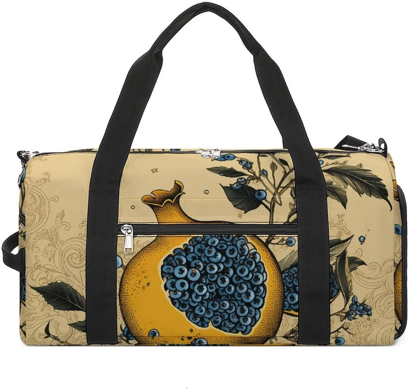 Gym Bag Indigo And Beige Duffel Bag for Men Women Overnight Bag with Shoe Compartment Workout Bags