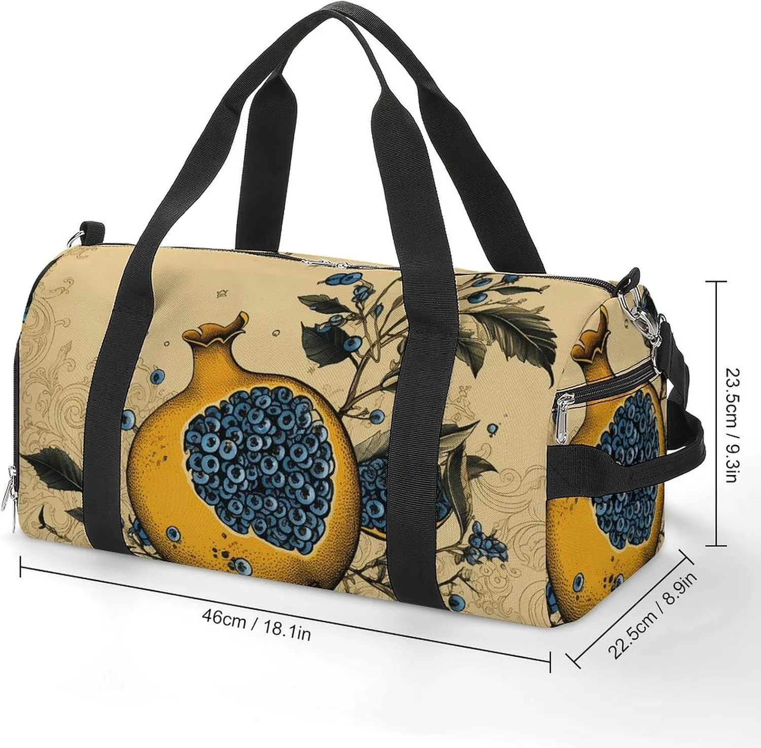Gym Bag Indigo And Beige Duffel Bag for Men Women Overnight Bag with Shoe Compartment Workout Bags