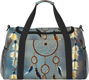 Gym Bag Native American Dream Catcher3 Duffel Bag for Men Women Travel Overnight Bag with Shoe Compartment Workout Bags