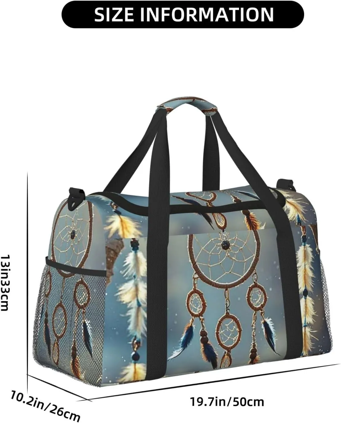 Gym Bag Native American Dream Catcher3 Duffel Bag for Men Women Travel Overnight Bag with Shoe Compartment Workout Bags