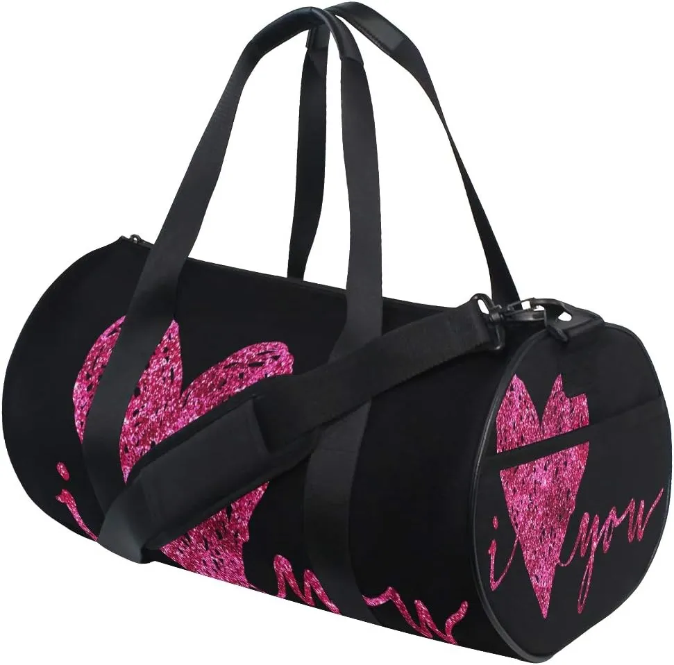 Gym Bag Pink Love Declaration Travel Duffle Bag Sports Luggage with Backpack Tote Romantic for Man and Women