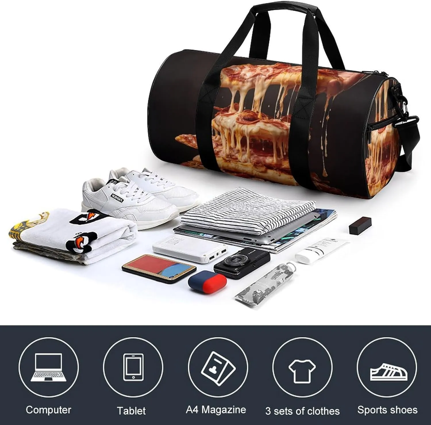 Gym Bag Some Pizza Duffel Bag for Men Women Overnight Bag with Shoe Compartment Workout Bags