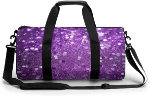 Gym Bag Sparkling Purple Glitter Duffel Bag for Men Women Overnight Bag with Shoe Compartment Workout Bags