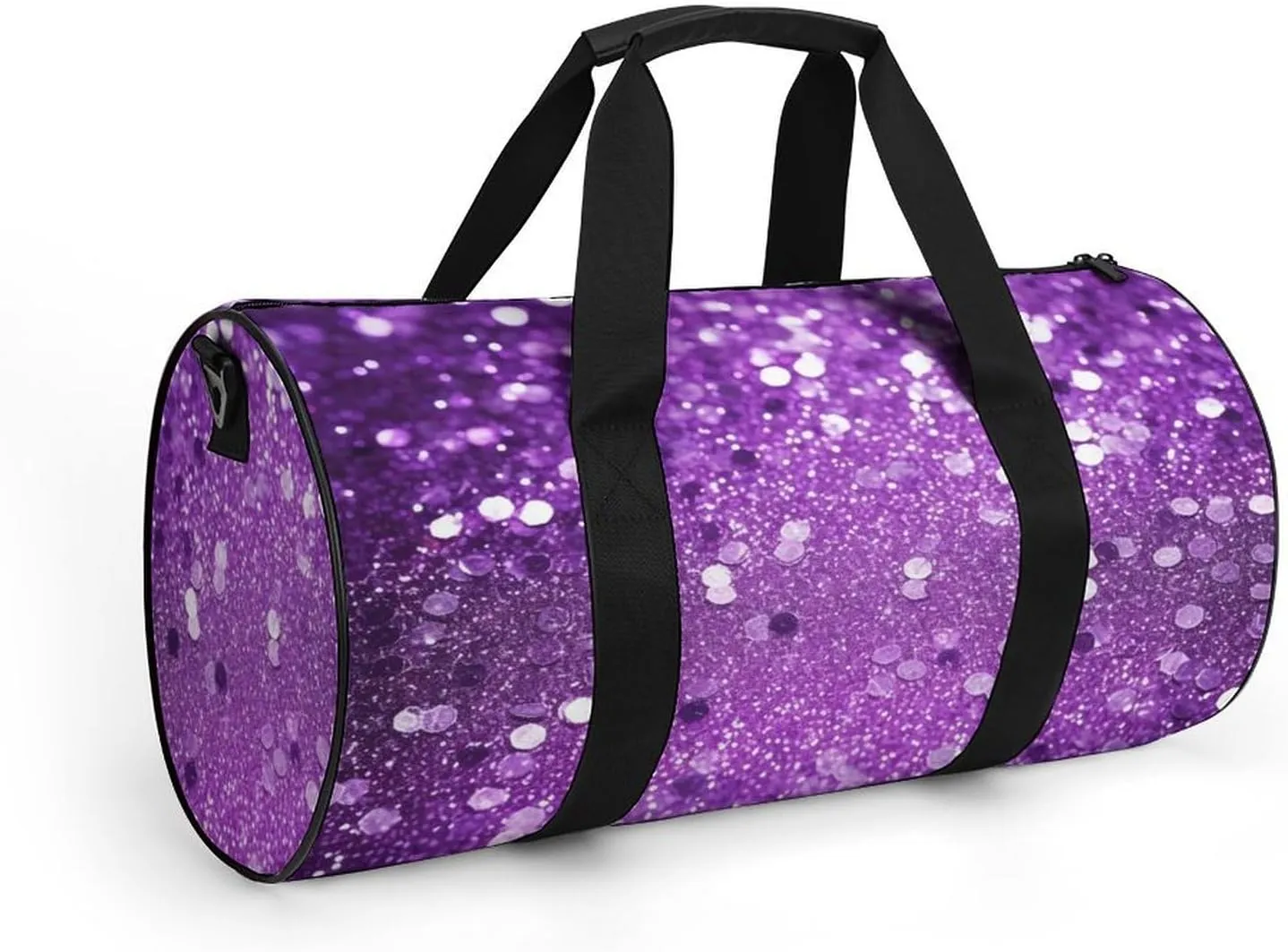 Gym Bag Sparkling Purple Glitter Duffel Bag for Men Women Overnight Bag with Shoe Compartment Workout Bags
