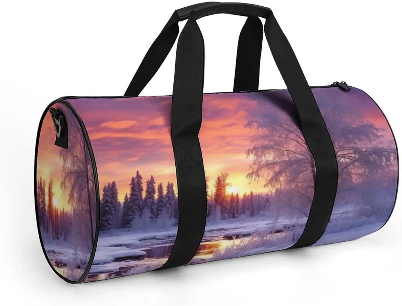 Gym Bag Winter Landscape Duffel Bag for Men Women Overnight Bag with Shoe Compartment Workout Bags