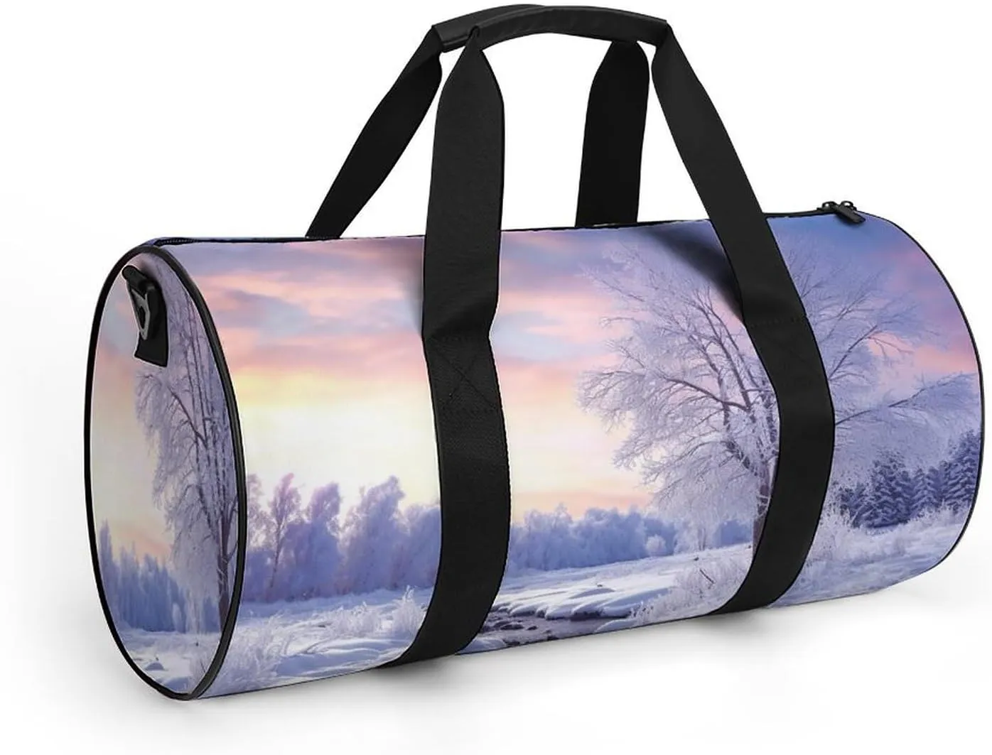 Gym Bag Winter Landscape Duffel Bag for Men Women Overnight Bag with Shoe Compartment Workout Bags