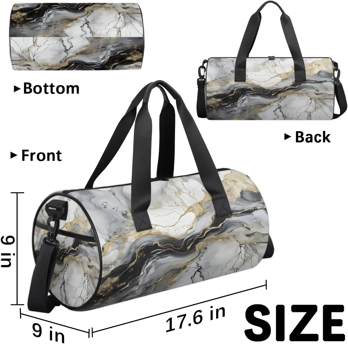 Gym Bags for Men Women Abstract Marble Texture Sports Duffel Bags Carry On Travel Duffle Bag with Detachable Adjustable Shoulder Strap Overnight Weekender Bag