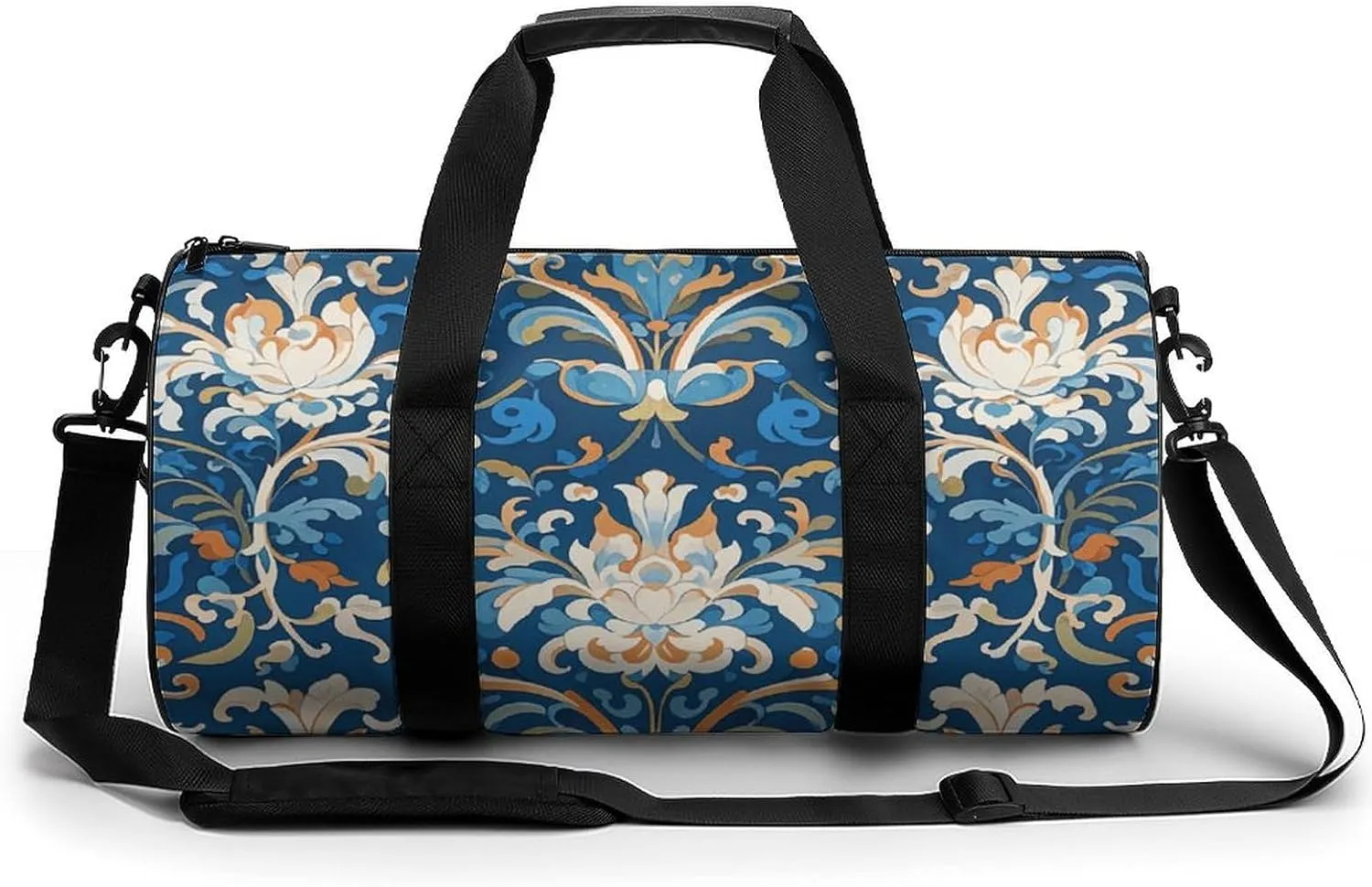 Gym Bags for Men Women Baroque Flowers Duffle Bag Travel Overnight Bag with Shoe Compartment Tote Bags