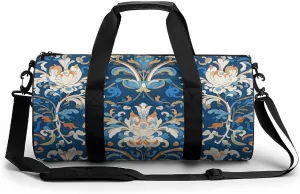 Gym Bags for Men Women Baroque Flowers Duffle Bag Travel Overnight Bag with Shoe Compartment Tote Bags