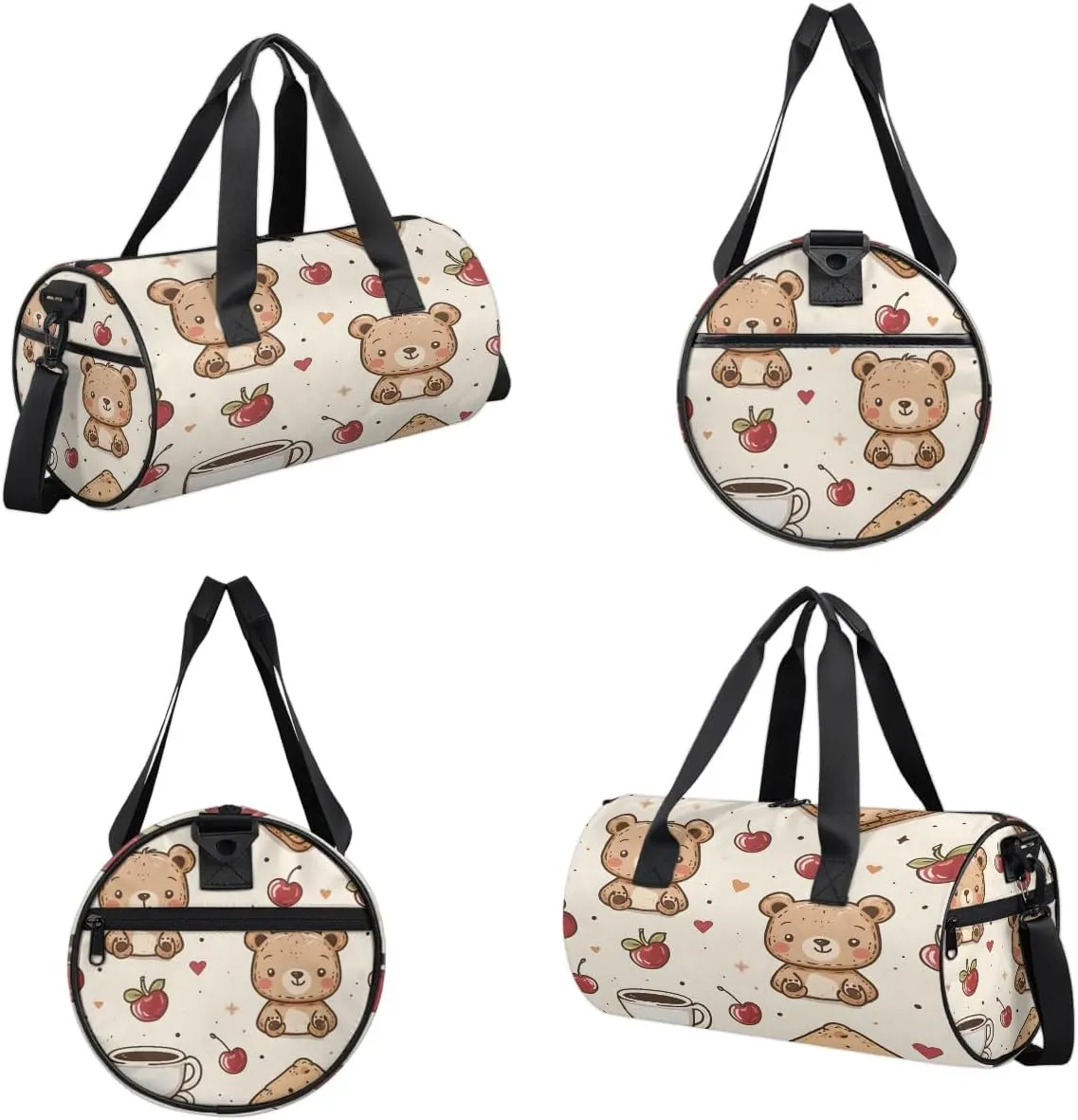Gym Bags for Men Women Bear Cherry Sports Duffel Bags Carry On Travel Duffle Bag with Detachable Adjustable Shoulder Strap Overnight Weekender Bag