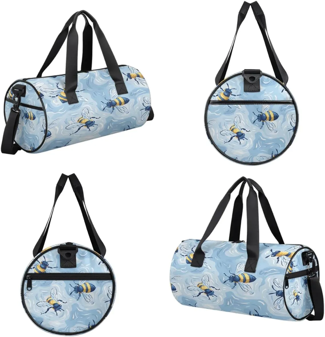 Gym Bags for Men Women Bee Print Sports Duffel Bags Carry On Travel Duffle Bag with Detachable Adjustable Shoulder Strap Overnight Weekender Bag