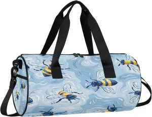 Gym Bags for Men Women Bee Print Sports Duffel Bags Carry On Travel Duffle Bag with Detachable Adjustable Shoulder Strap Overnight Weekender Bag