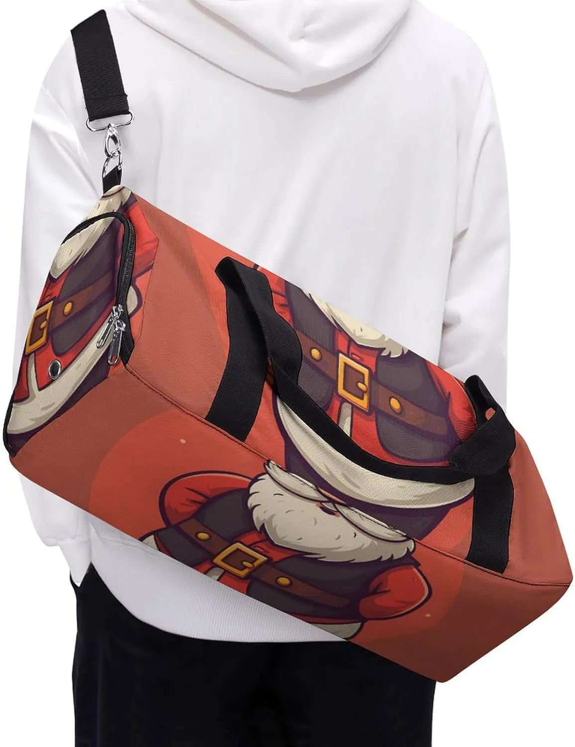 Gym Bags for Men Women Cartoon Santa Claus Duffle Bag Travel Overnight Bag with Shoe Compartment Tote Bags